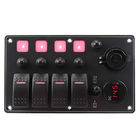 15A IP68 Black 4 Gang Boat Switch Panel Waterproof single touch