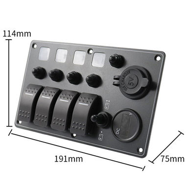 15A IP68 Black 4 Gang Boat Switch Panel Waterproof single touch